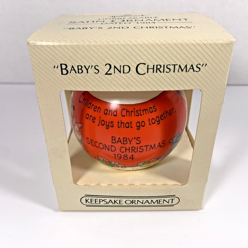 Walt Disney Hallmark 1984 Satin Ornament Baby's 2nd Christmas Winnie‎ the Pooh